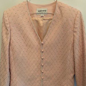 Elegant Albert Nipon Evening Jacket - pink with pearls, size 10